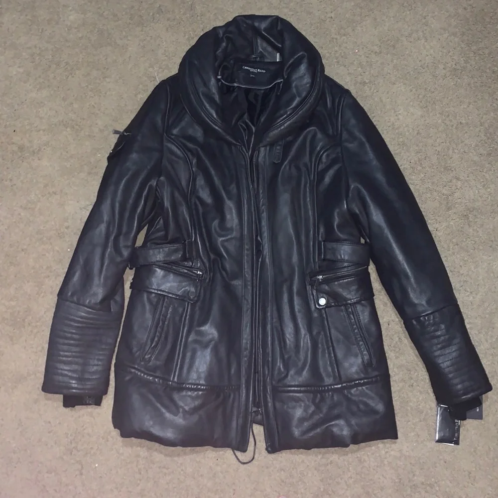 Women’s Plus Leather Coat - Picture 1 of 4